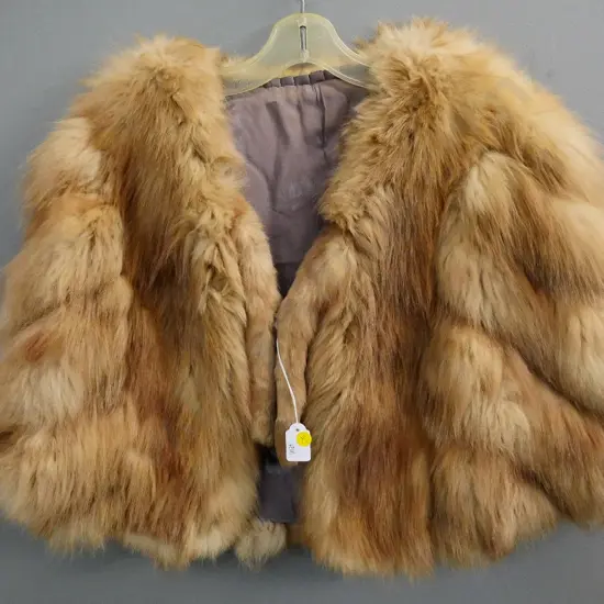 light brown fur cape, no labels