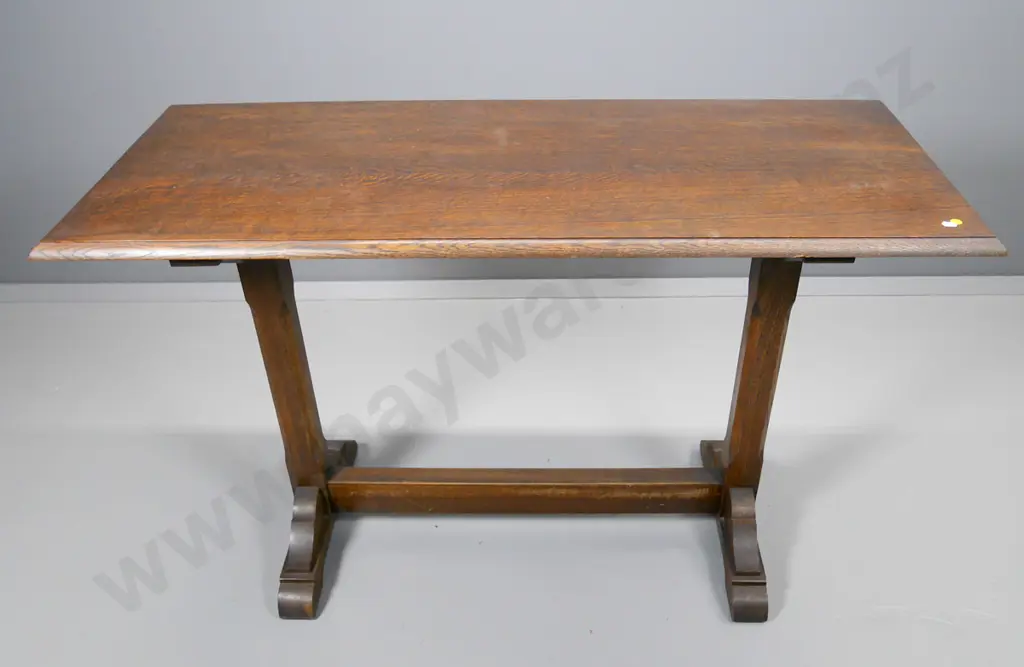 deco oak hall table with stretcher baseH-780 W-1200 D-500 Image 1++