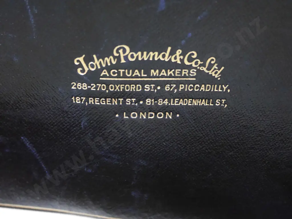 bullock hide travel trunk - brass studs and hardware, interior satchel embossed John Pound & Co London H-350 W-840 D-550 Image 1++