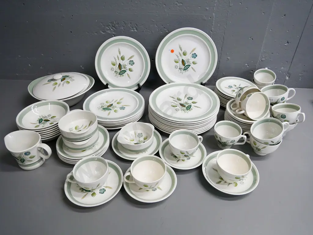 large assortment of Wood & Sons Cloverley pattern dinnerware including lidded vegetable & spare lid, cups & saucers etc. Image 1++