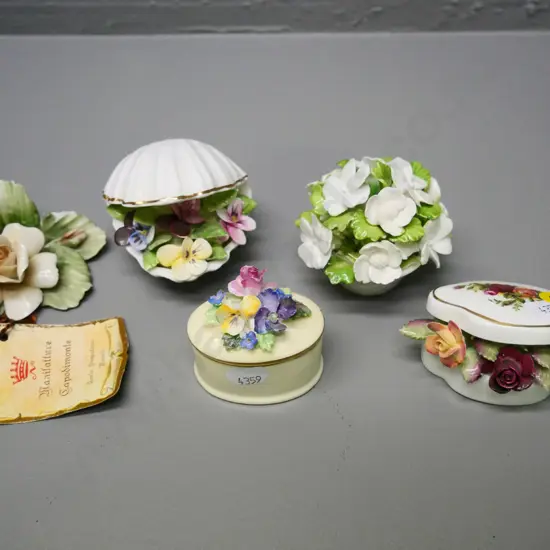 5 floral miniatures - Royal Albert, Royal Crown, Adderley, Capodimonte