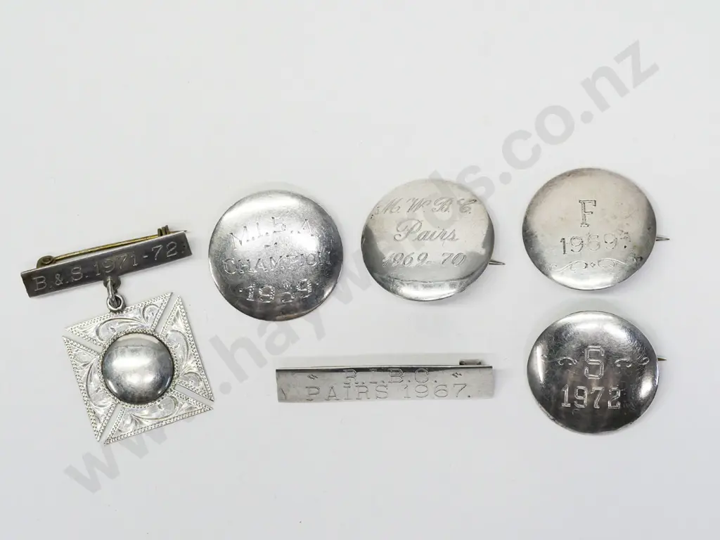 6 asstd silver badges stamped stg Image 1++