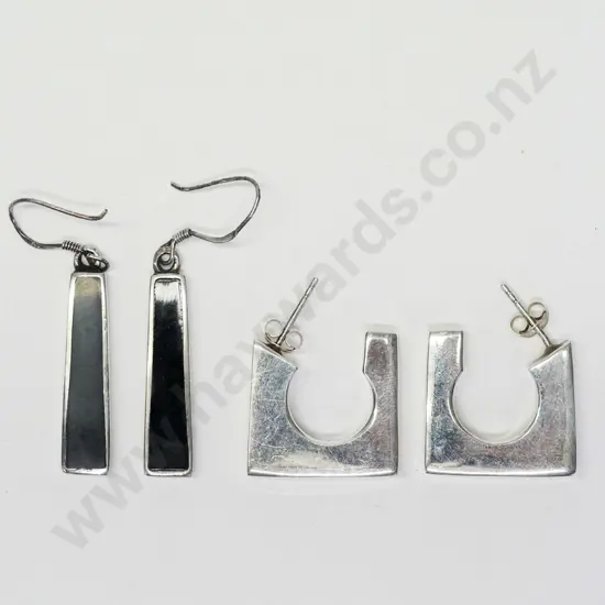 2 pairs of silver earrings both stamped 925