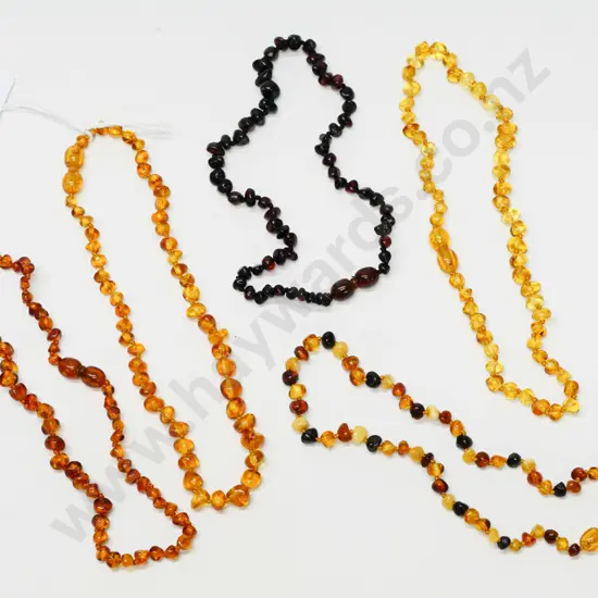 5 amber bead baby necklaces