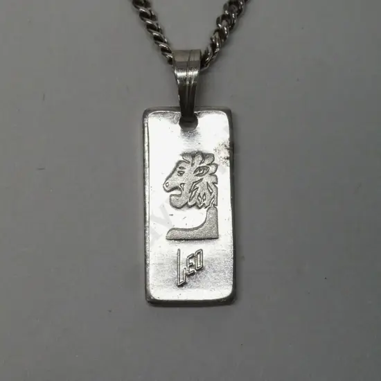 silver bullion pendant stamped 999 chain stamped Italy 925
