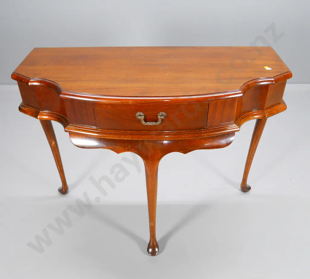 reproduction mahogany cab-leg hall table with drawer H-740 W-910 D-410 Image 1++