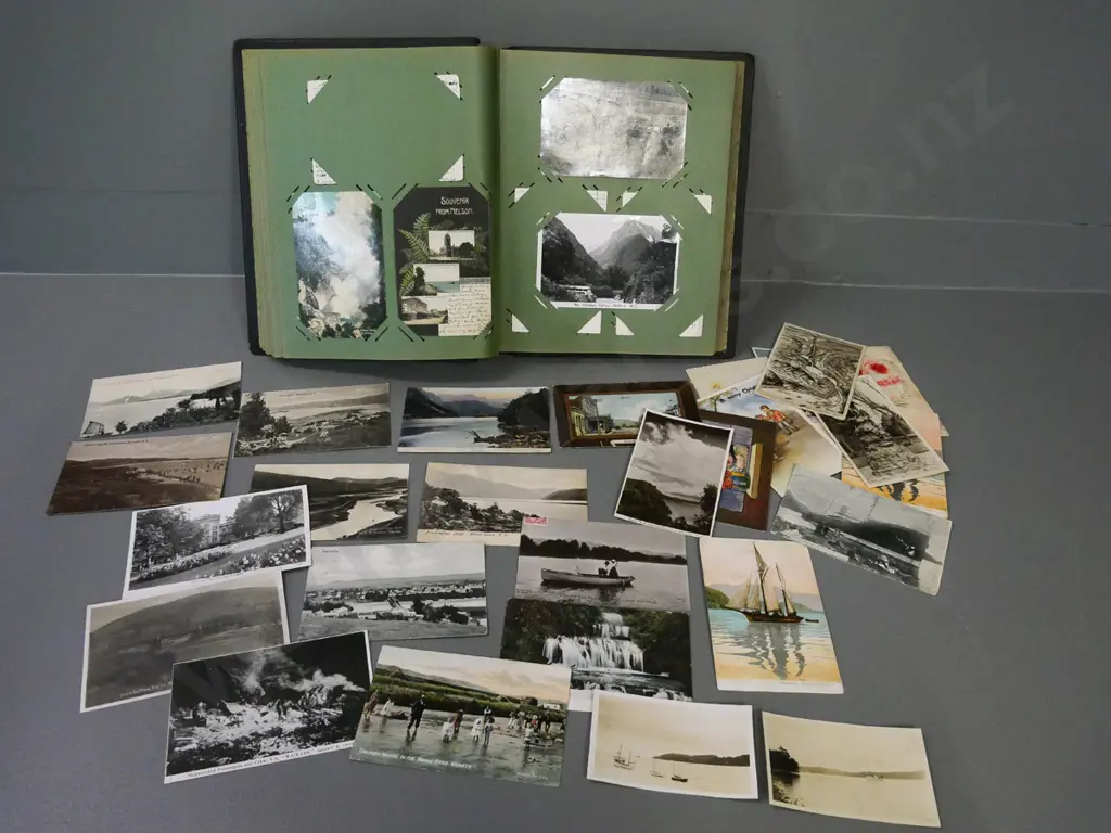 postcard album with contents and assorted loose - many early New Zealand Image 1++