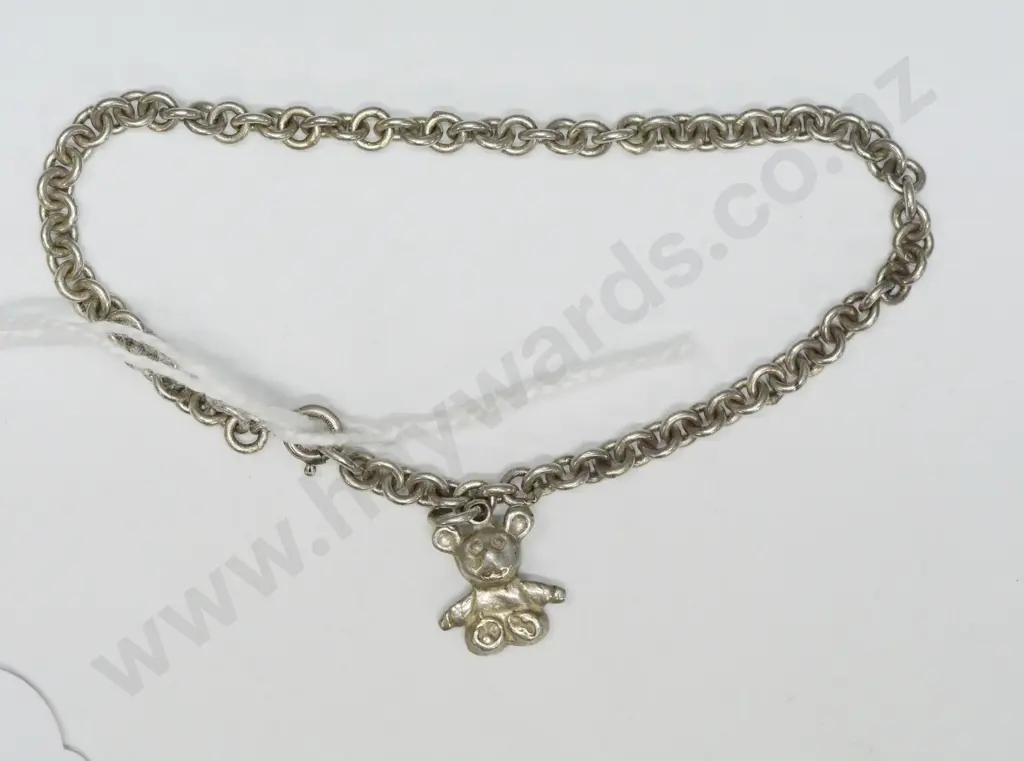 silver bracelet with a teddy bear - stamped sterling Image 1++