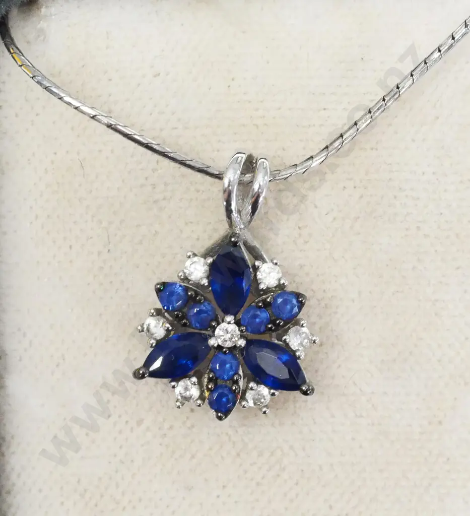 cz & sapphire pendant no marks Image 1++