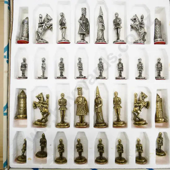 cast metal "Camelot" chess piece set, no board, made in Italy
