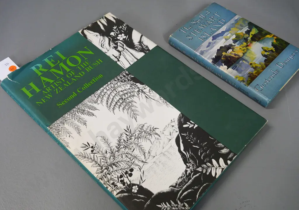 2 New Zealand books - Rei Hamon, 2nd collection, 1976, some wear to dust cover & Spell of Stewart Island - G. Dempsey Image 1++