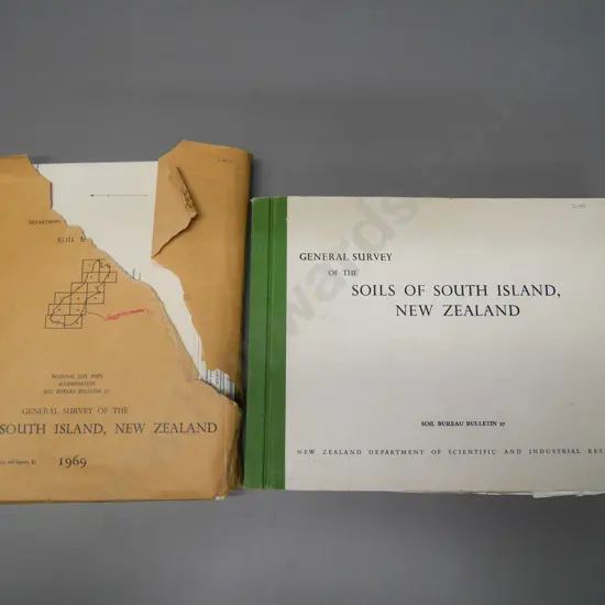 bound Soils of South Island Bulletin No 27 1968, set of survey maps of Soils of South Island 1969