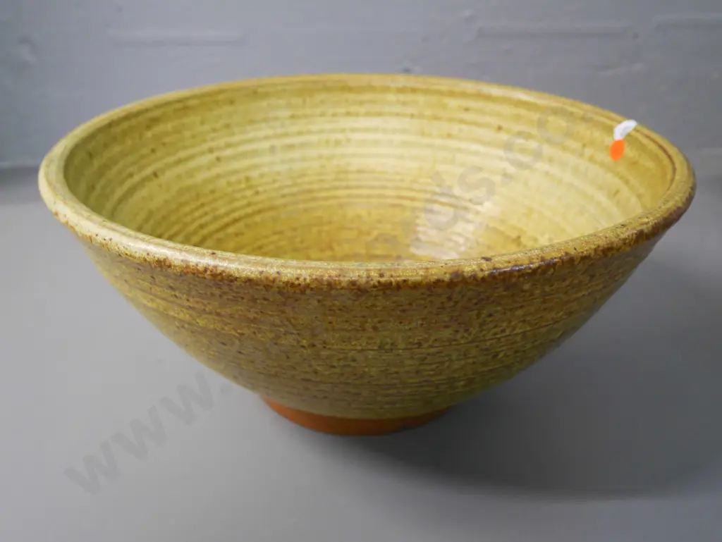 large mottled glaze studio pottery bowl by Doug Forster  H-180 Diam-360 Image 1++