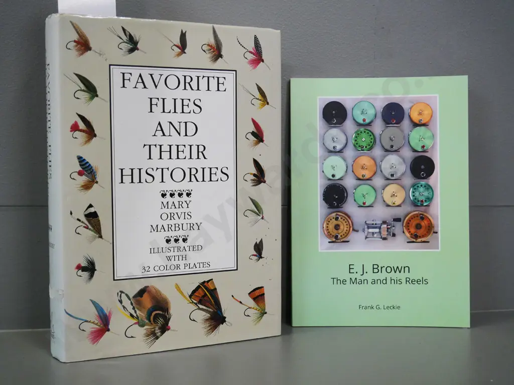 2 books on fly fishing - "EJ Brown - The Man and his Reels" by Frank Leckie and "Favourite Flies" by Mary Marbury Image 1++