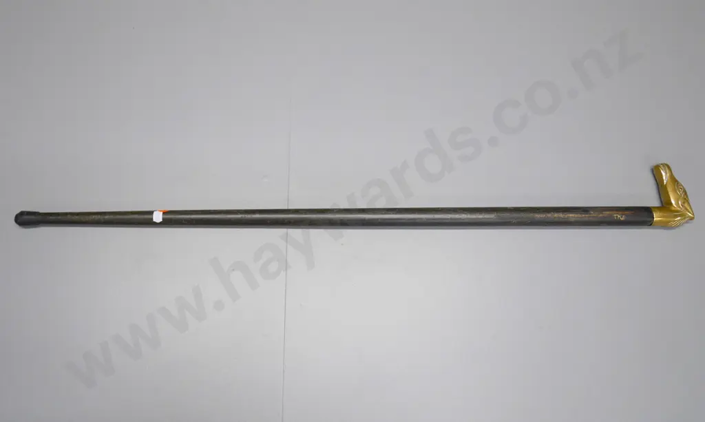 walking stick with brass horse-head handle L-870 Image 1++