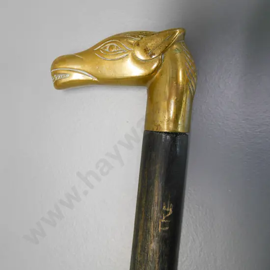 walking stick with brass horse-head handle L-870