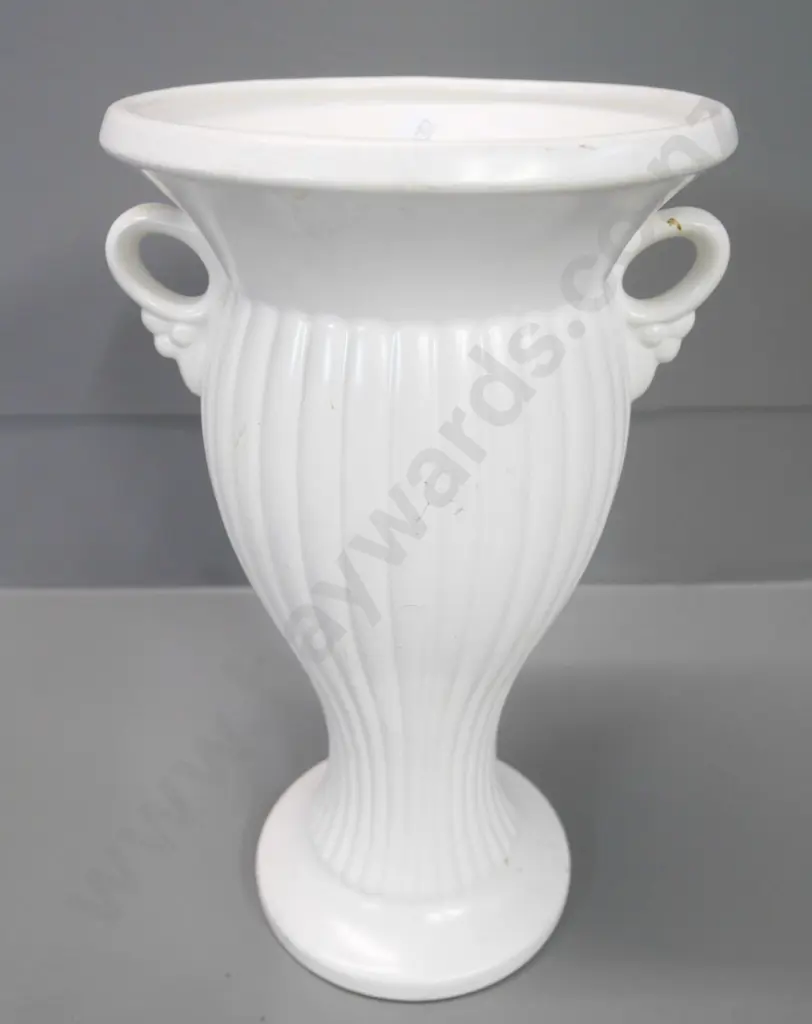 Crown Lynn tall white glazed vase (numbered)  H-280 W-170 Image 1++