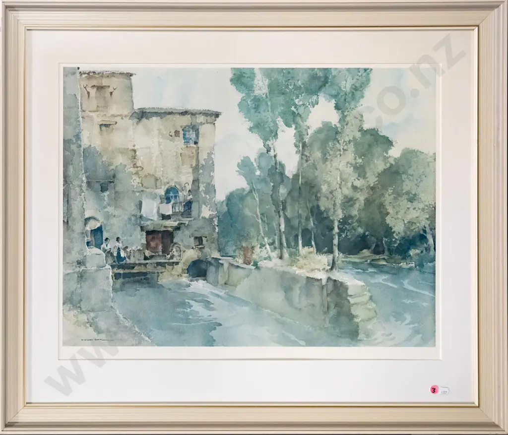 framed Russell Flint print -  "The Mill, Barbaste" H-480 W-650 Image 1++