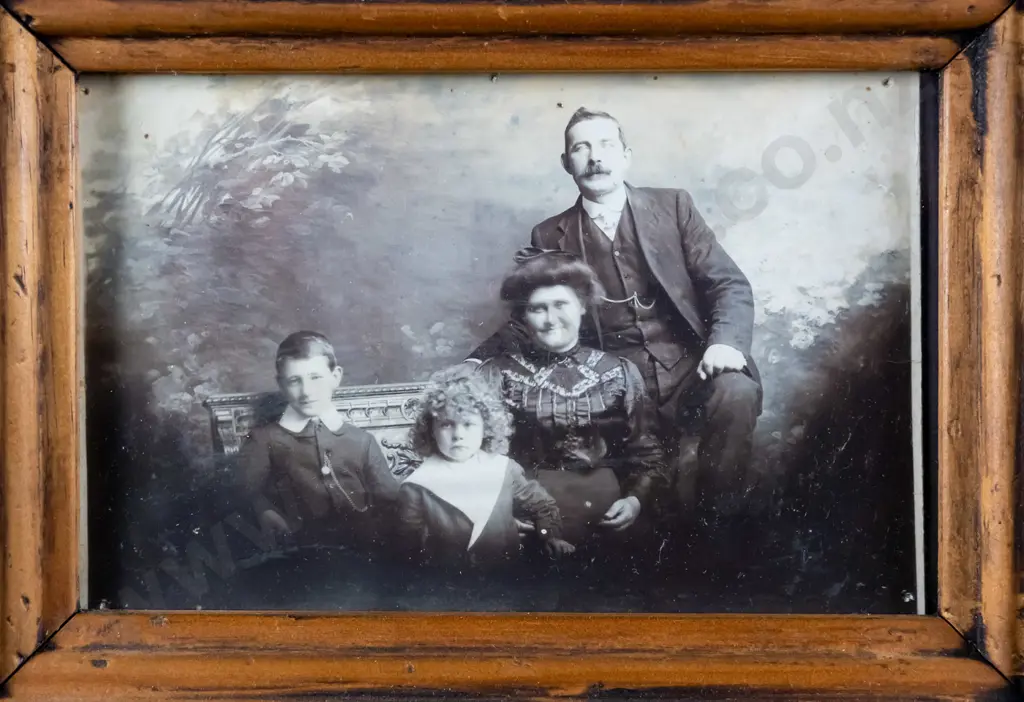 framed black and white photograph - family portrait H-90 W-130 Image 1++