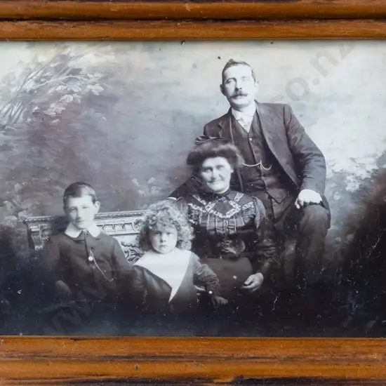 framed black and white photograph - family portrait H-90 W-130