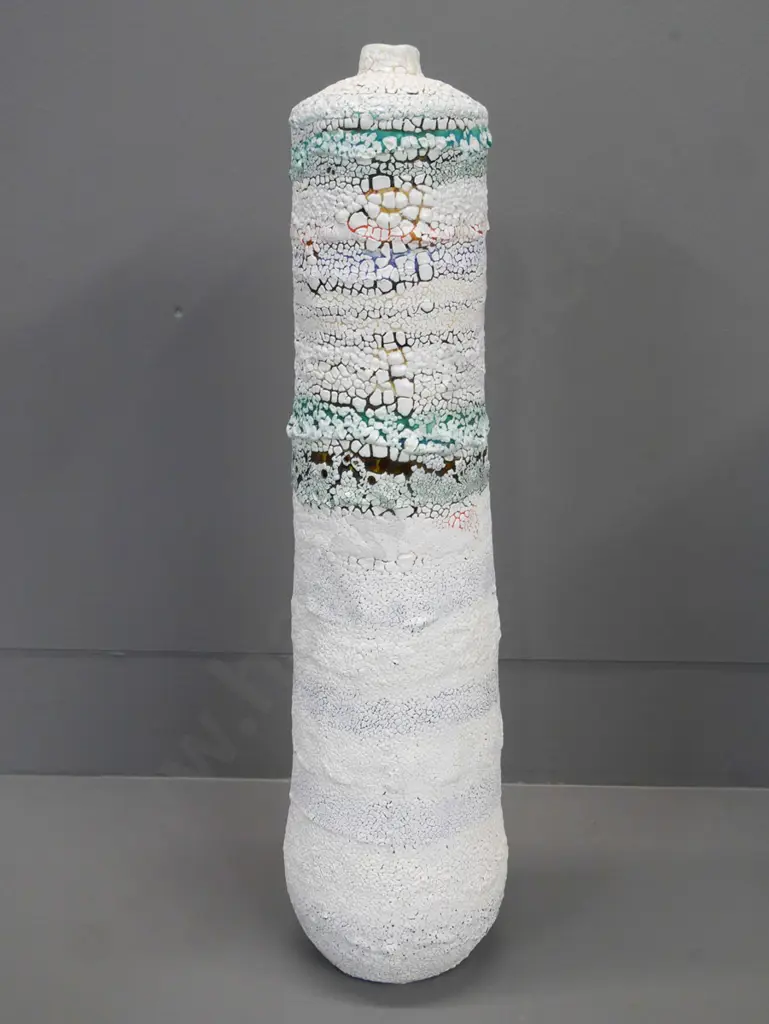 tall Liz Fea mosaic studio pottery vase H-520 Image 1++