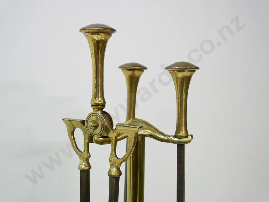 brass 3-piece fireside set - poker, shovel and tongs H-660 Image 1++