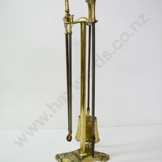 brass 3-piece fireside set - poker, shovel and tongs H-660