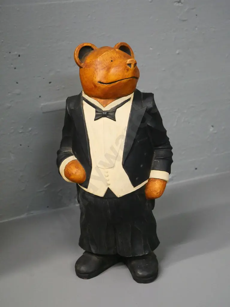Bruin Ceramics NZ slip-cast bear figure - "Benjamin" - stamped Bryan Jones 1990. H-290 Image 1++