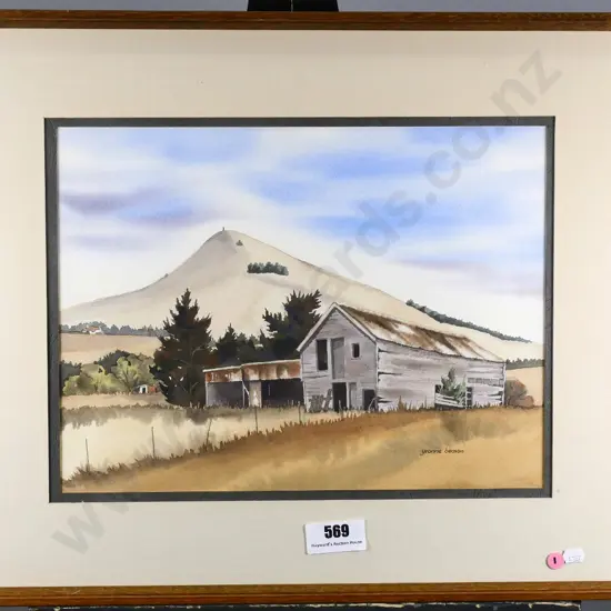 Yvonne Benson - framed watercolour - Puketapu H-290 W-390