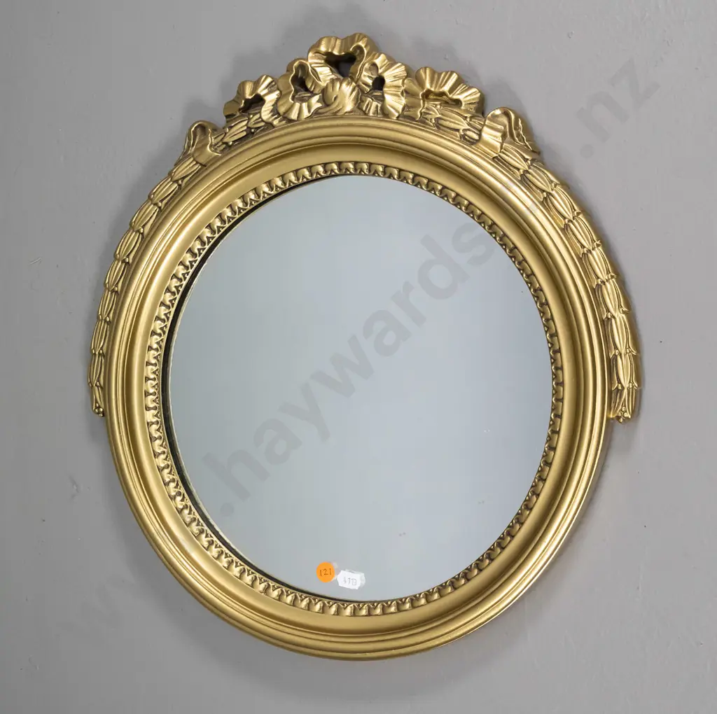 gilt-finish circular composite wall mirror H-430 W-410 Image 1++