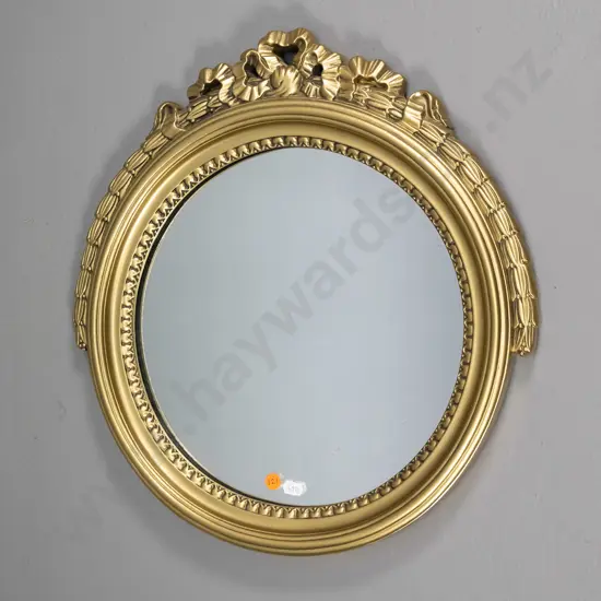 gilt-finish circular composite wall mirror H-430 W-410