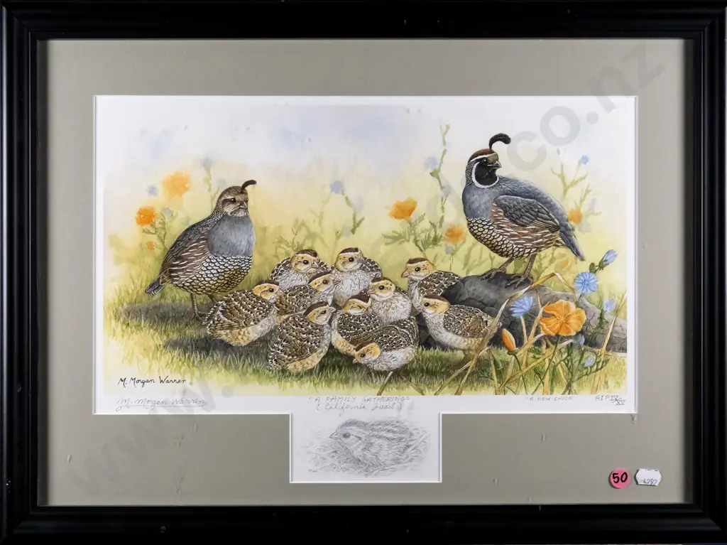 framed print and pencil - "A Family Gathering" H-280 W-390 Image 1++
