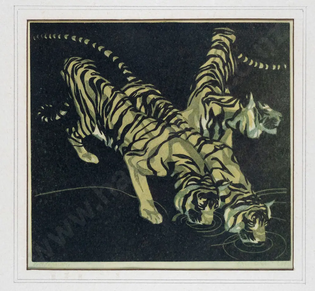 framed print - tigers H-160 W-170 Image 1++
