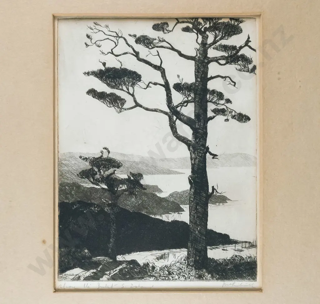 Alexander Hare McClintock - framed etching "Above the Inlet S. Island" H-175 W-130 Image 1++