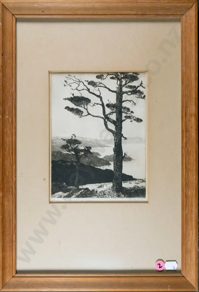 Alexander Hare McClintock - framed etching "Above the Inlet S. Island" H-175 W-130 Image 1++