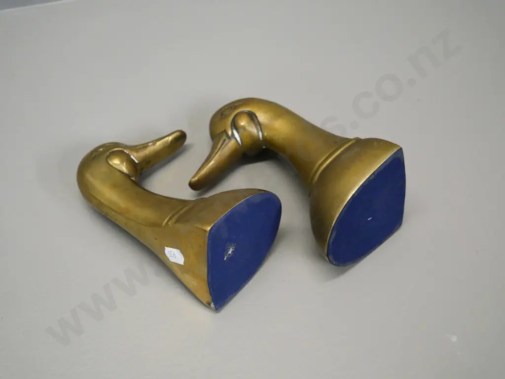 pair of solid brass duck head book-ends H-160 Image 1++