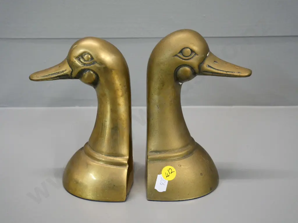 pair of solid brass duck head book-ends H-160 Image 1++