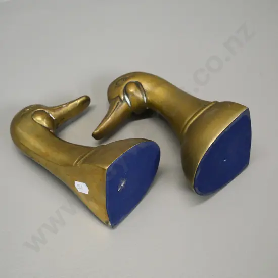 pair of solid brass duck head book-ends H-160