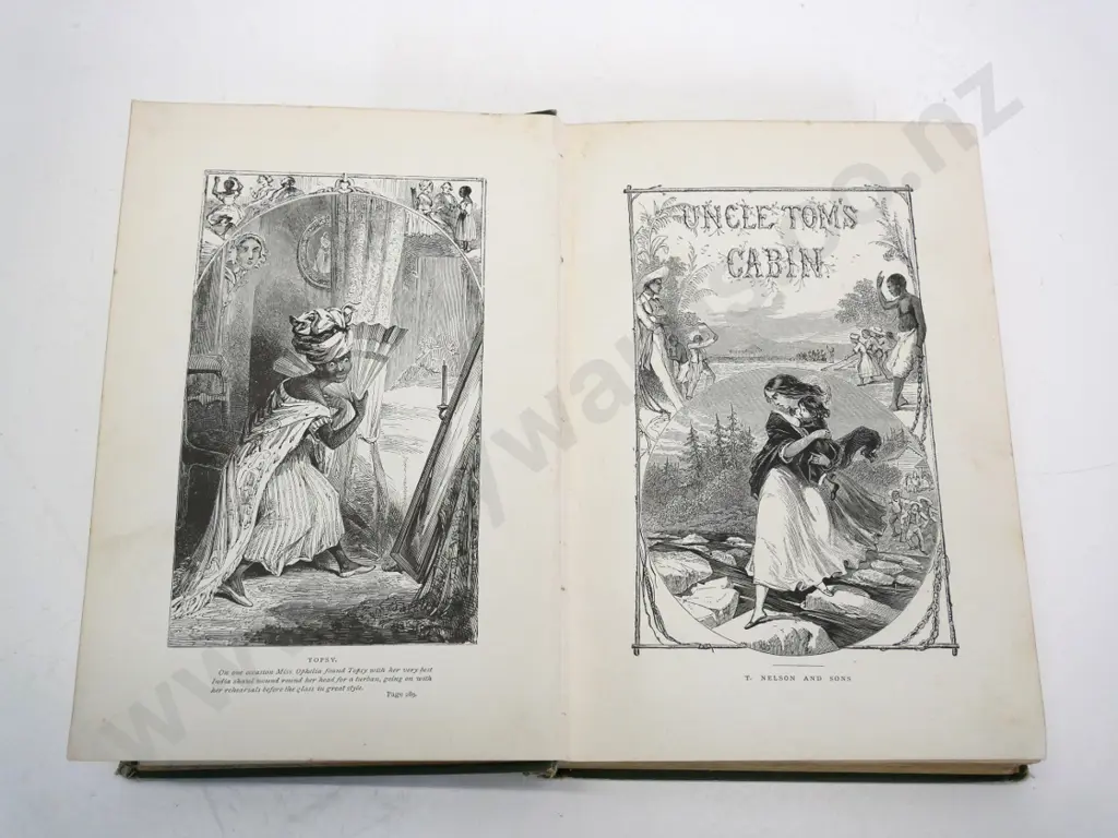 2 books: Familiar Garden Flowers, 3rd series, 40 colour plates, 1888 inscription & Uncle Tom's Cabin 1890 - marks & wear Image 1++