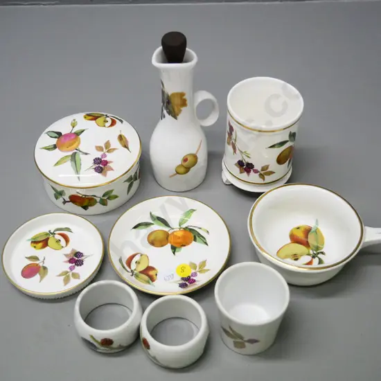 assorted Royal Worcester Arden china - cover pot, oil bottle H-170, napkin rings, etc.