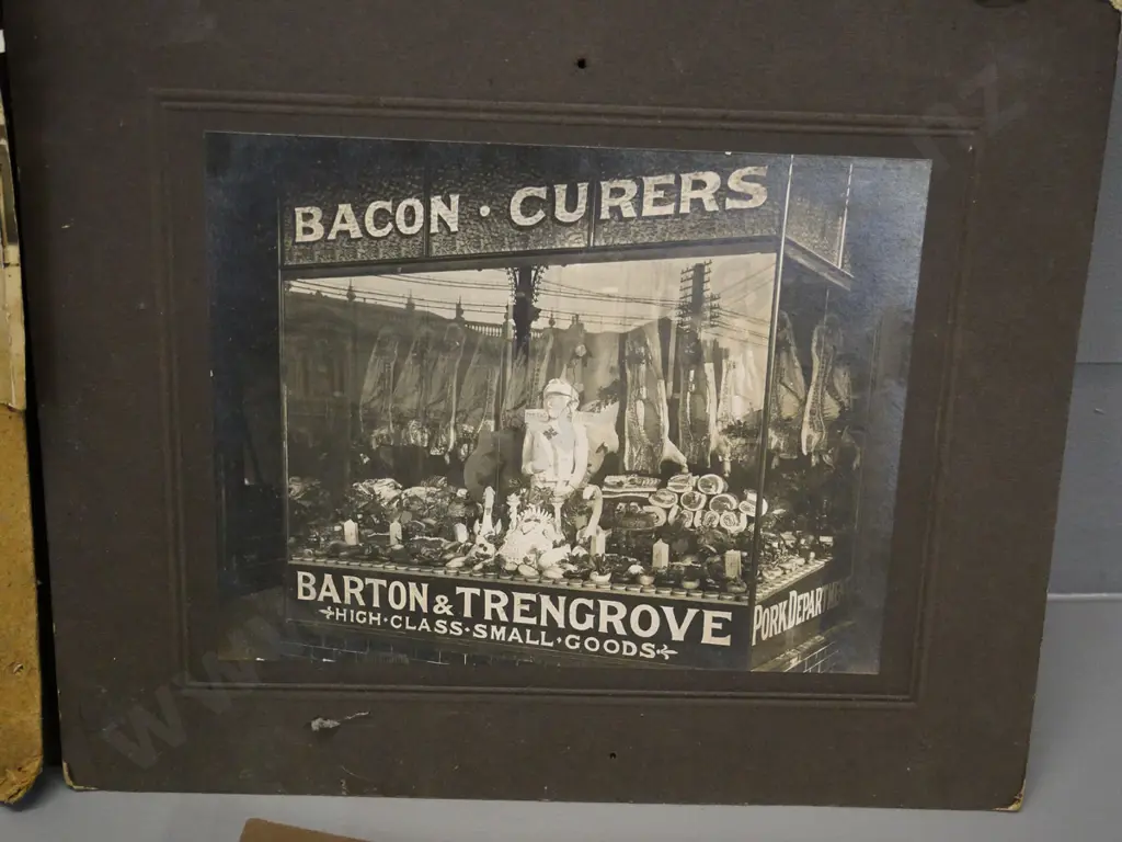 collection of vintage mounted photographs of Barton's Dunedin butchery locations - some duplicates, varying conditions Image 1++