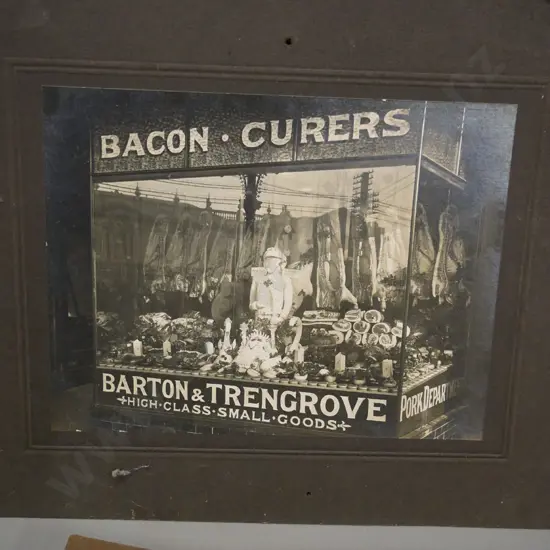 collection of vintage mounted photographs of Barton's Dunedin butchery locations - some duplicates, varying conditions