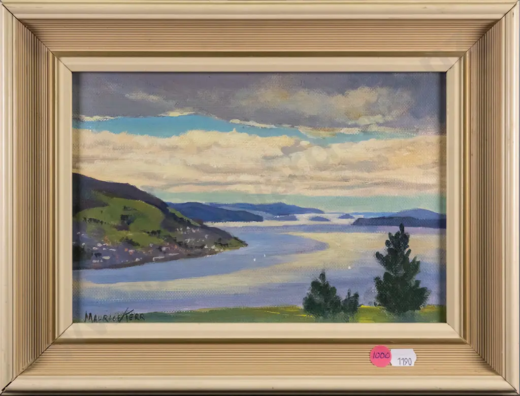 Maurice Kerr - framed oil - Otago Harbour H-160 W-230 Image 1++
