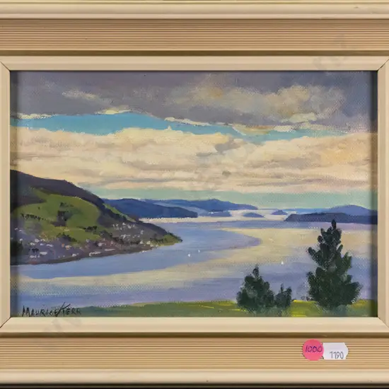 Maurice Kerr - framed oil - Otago Harbour H-160 W-230