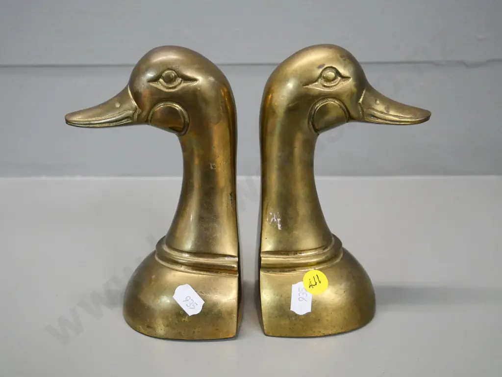pair of solid brass duck head book-ends H-160 Image 1++