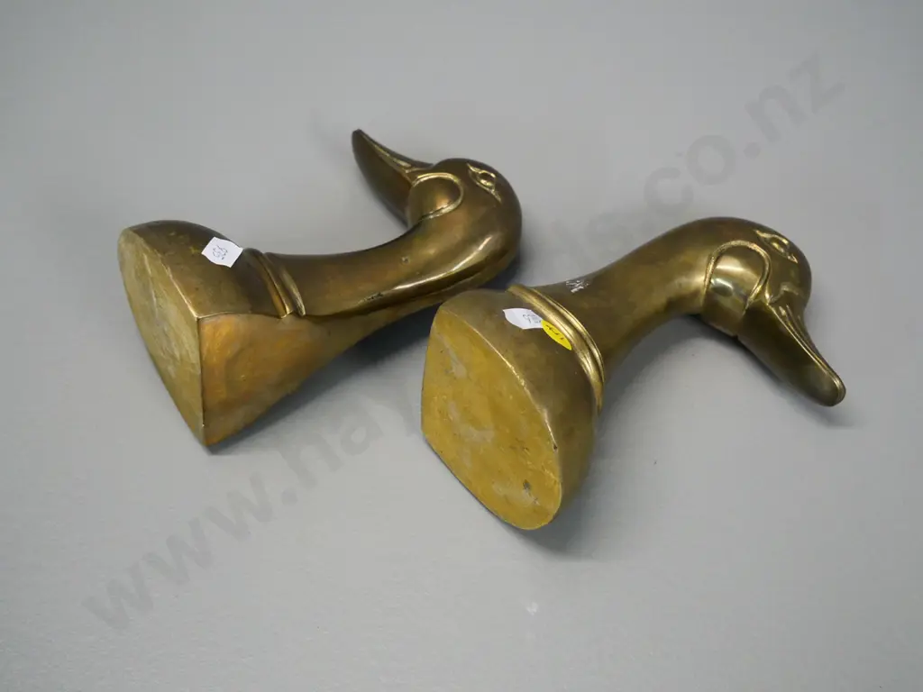 pair of solid brass duck head book-ends H-160 Image 1++