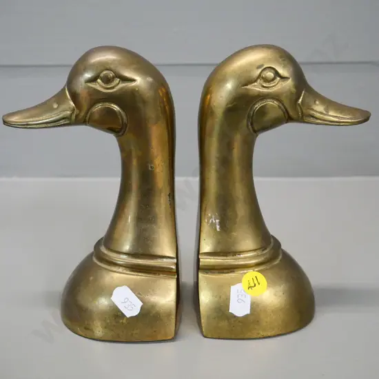 pair of solid brass duck head book-ends H-160