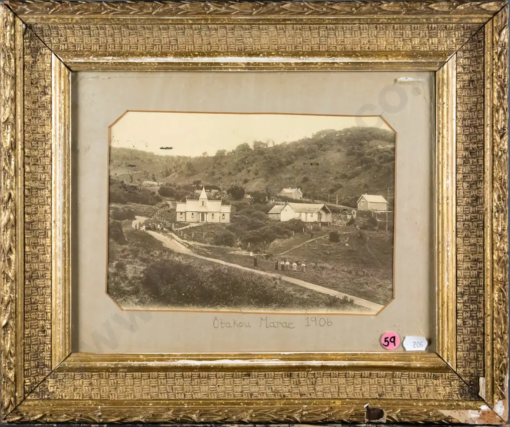 framed photograph - Otakou Marae 1906  H-150 W-210 Image 1++