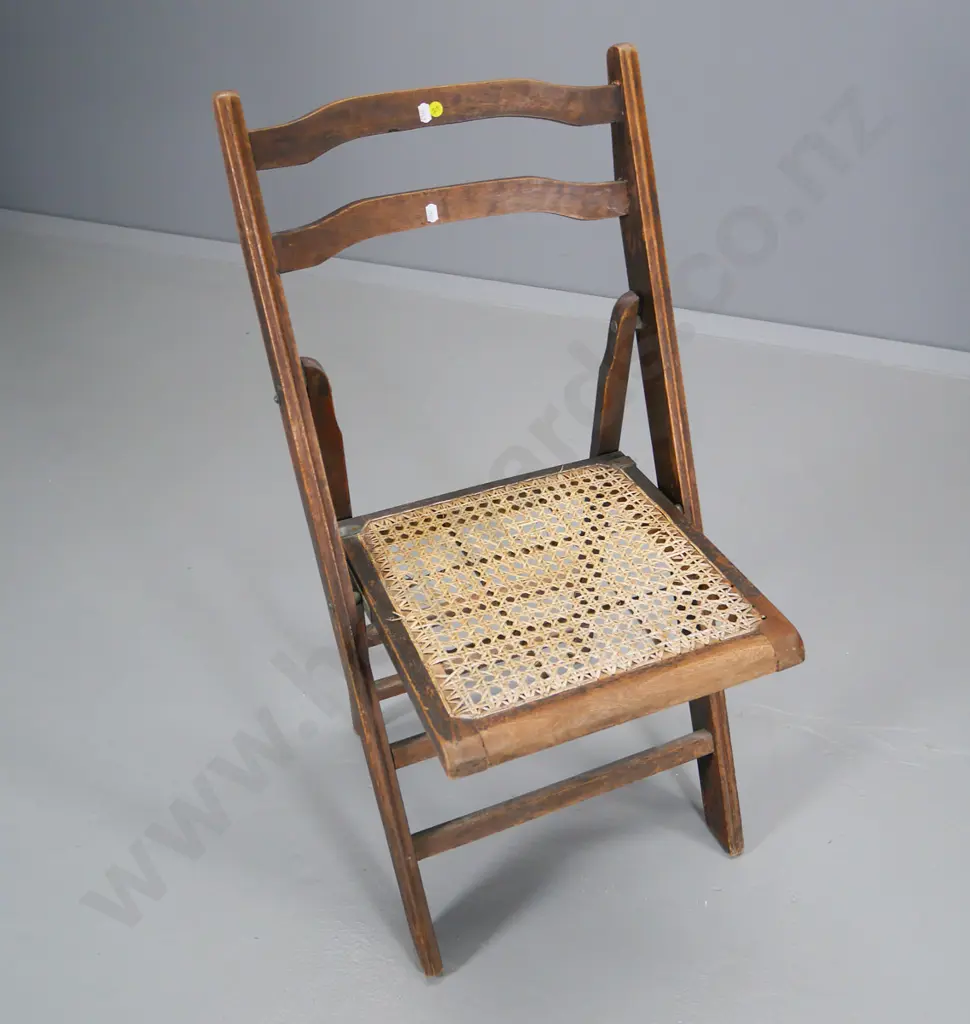vintage folding campaign chair with bergere seat - some damage to cane H-750 W-430 500 Image 1++