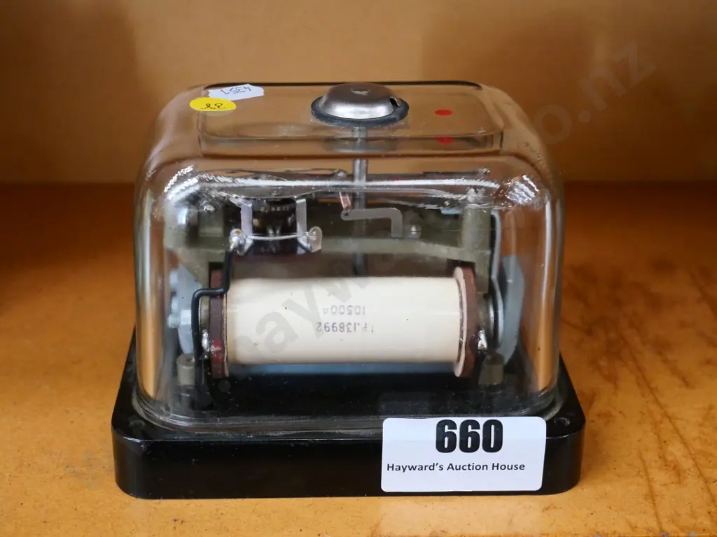 small glass and bakelite cased electrical relay or switch H-120, W-150, D-112 Image 1++